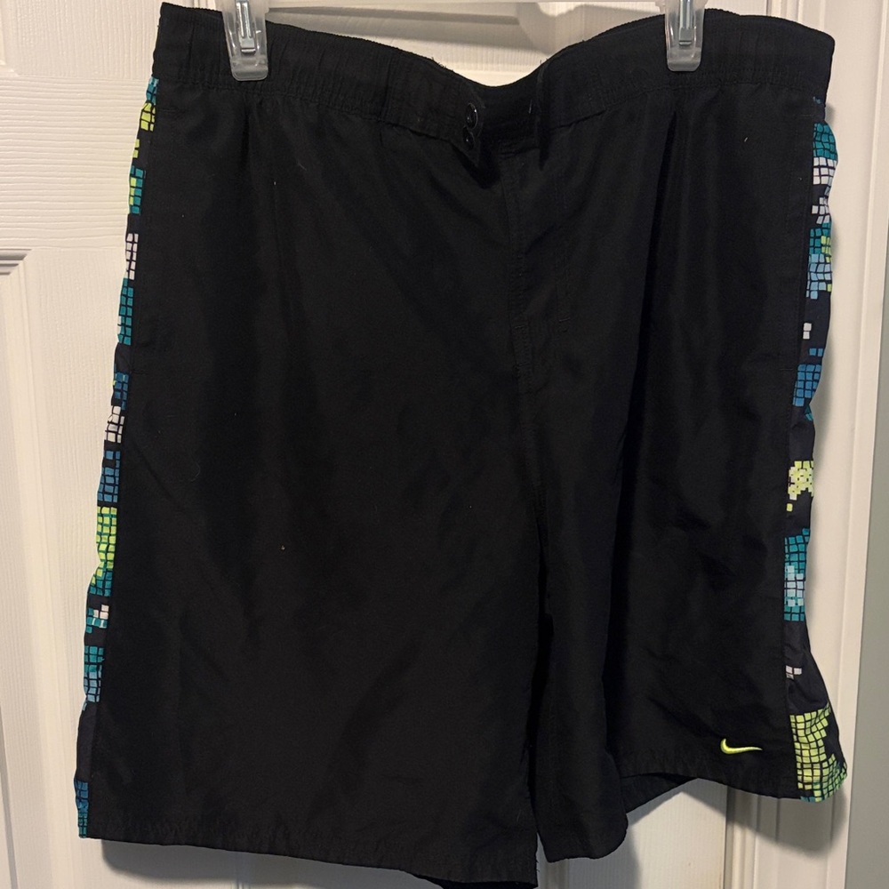 Nike  swim Black Shorts with Vibrant Side Accents